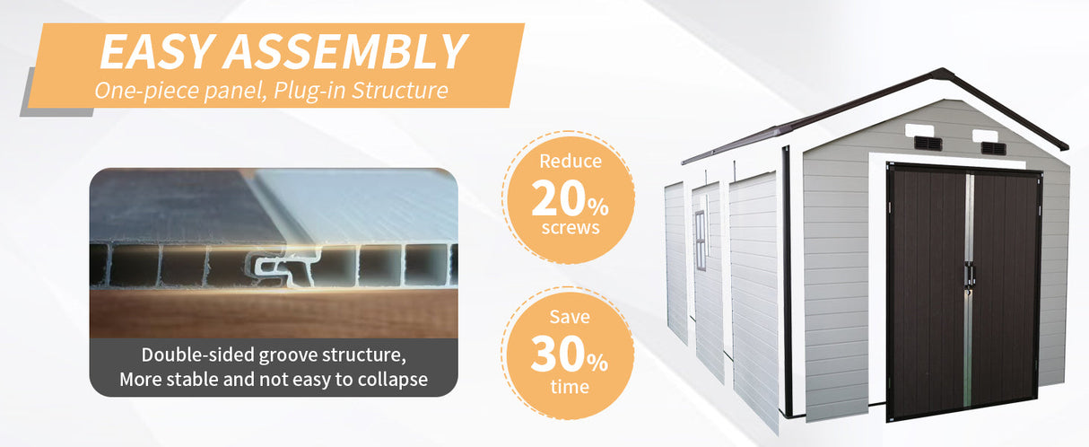 8x14 Ft Outdoor Resin Storage Shed with Windows