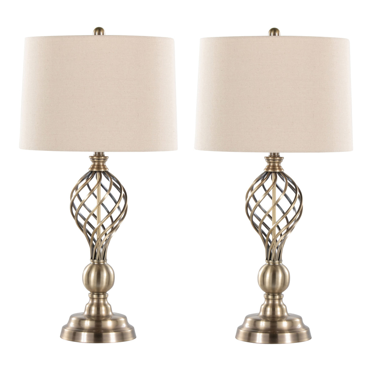 Linx Twist 29" Contemporary Metal Table Lamp Set of 2
