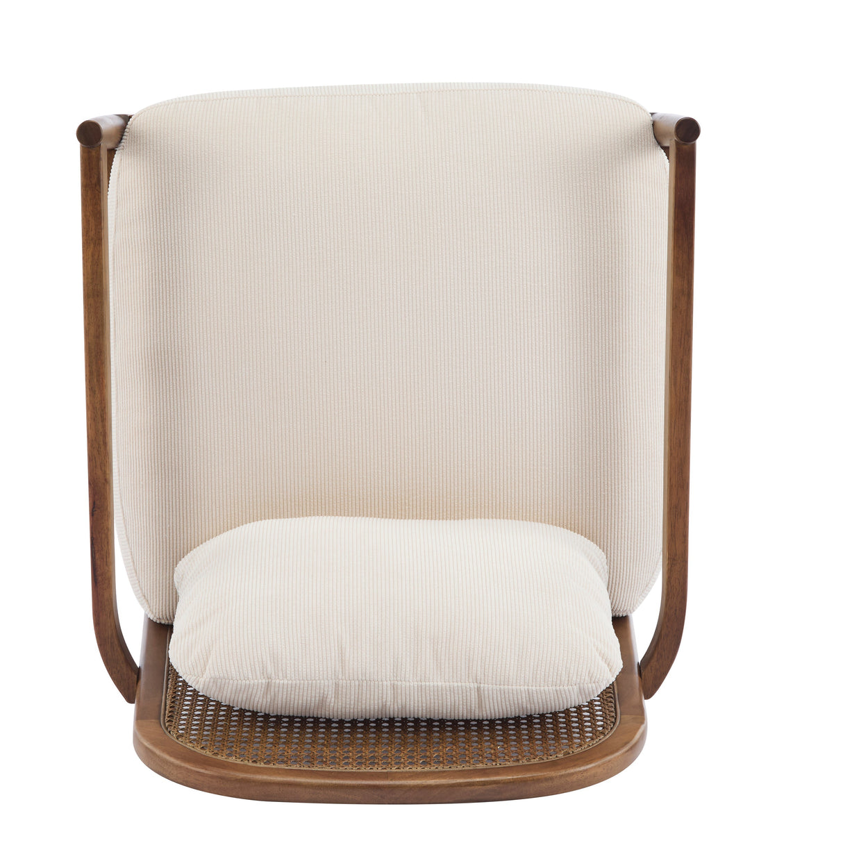 Elliston Rattan Backrest Solid Wood Accent Chair with Cushions Set of 2