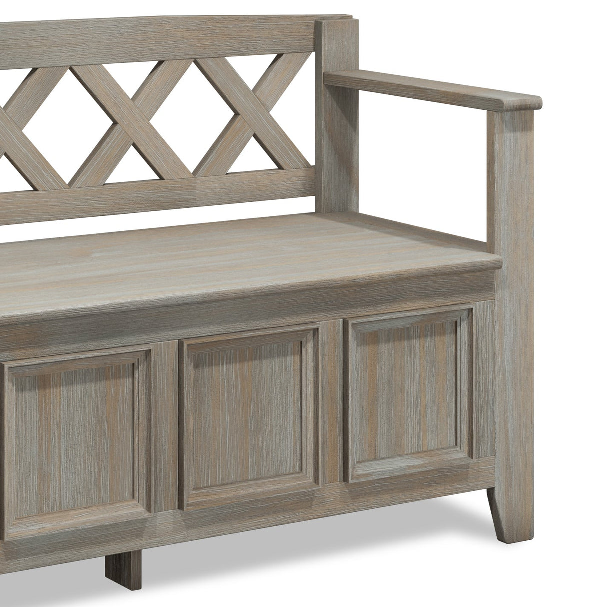Amherst Solid Wood Entryway Storage Bench in Distressed Grey