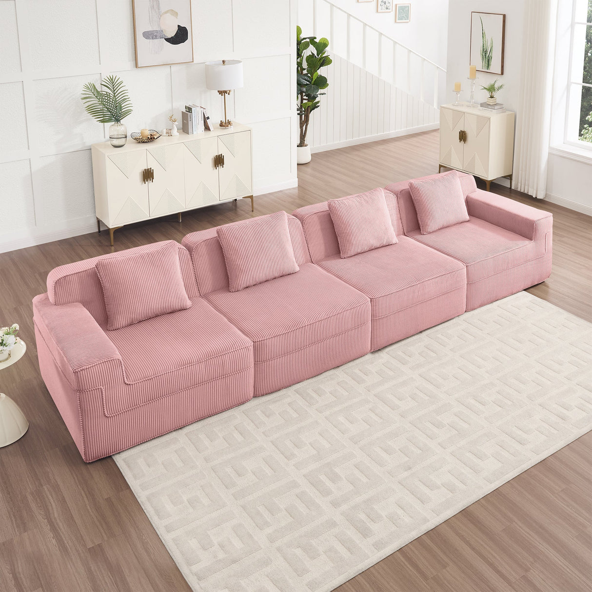 Modular 4 Seat Boneless Sofa, Cloud Sectional Couch