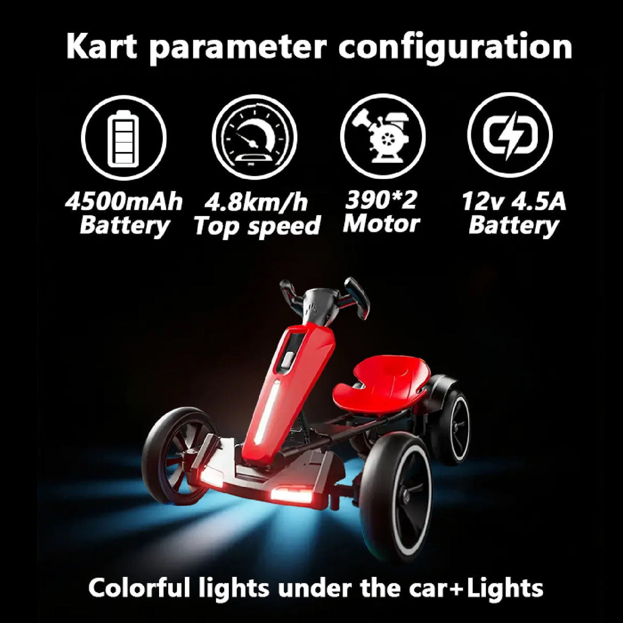 Electric Kids Pedal Go Kart With Adjustable Seat, Foldable Design