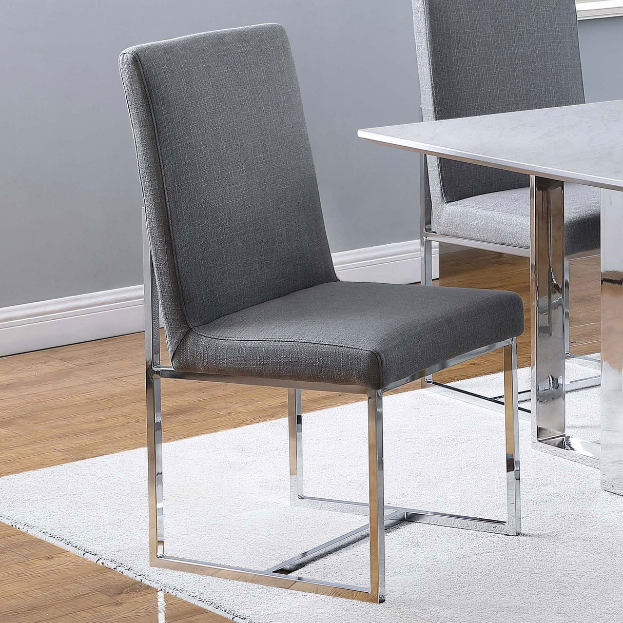 Upholstered Dining Chair Set With Base (Set of 2) - Gray