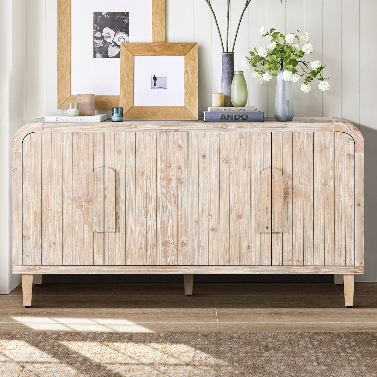 Amulette 4-Door Sideboard with Curved Edge and Adjustable Shelves