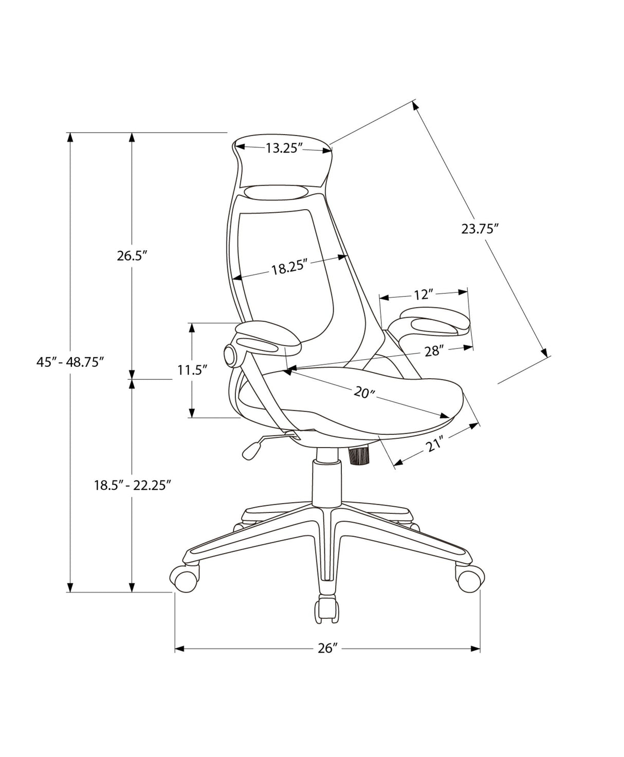 Office Chair, Adjustable Height, Swivel, Ergonomic, Armrests