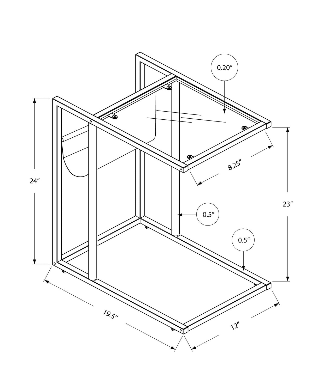 Accent Table, C-Shaped, Contemporary and Modern - White