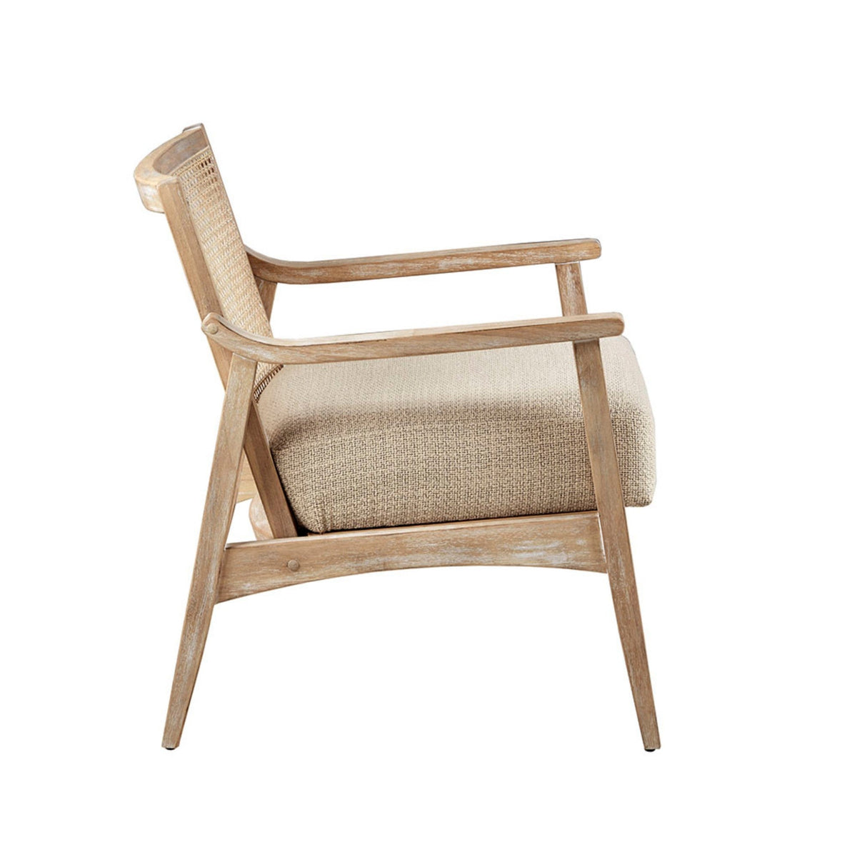 Cane Back Upholstered Accent Chair with Upholstered Seat - Natural