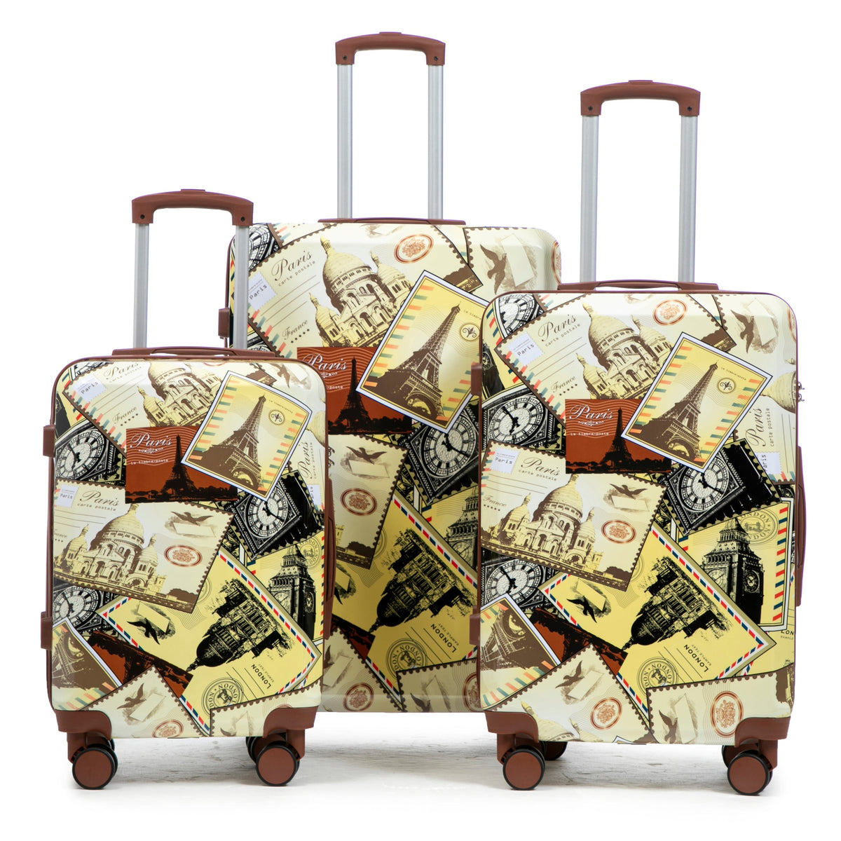 3-Piece Spinner Wheel Luggage Set with Waterproof Polycarbonate Shell - Black Vintage