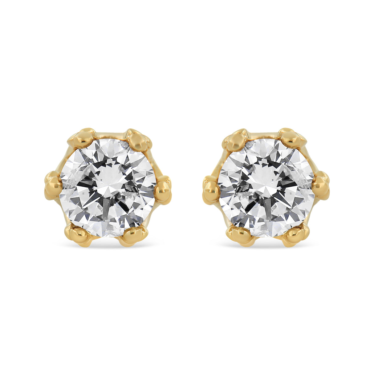 14K White Gold 1/2 Cttw Round Diamond Crown Stud Earring (I-J Color, I1-I2 Clarity)