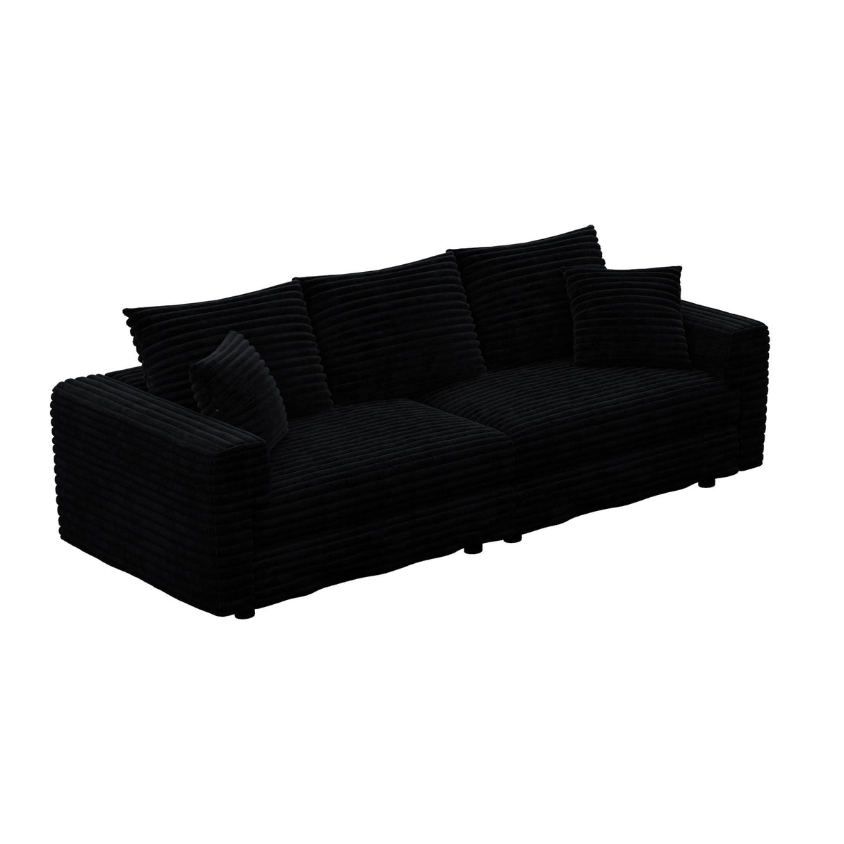 Deep Seat Convertible Sofa With Soft Pillows And Ottomans