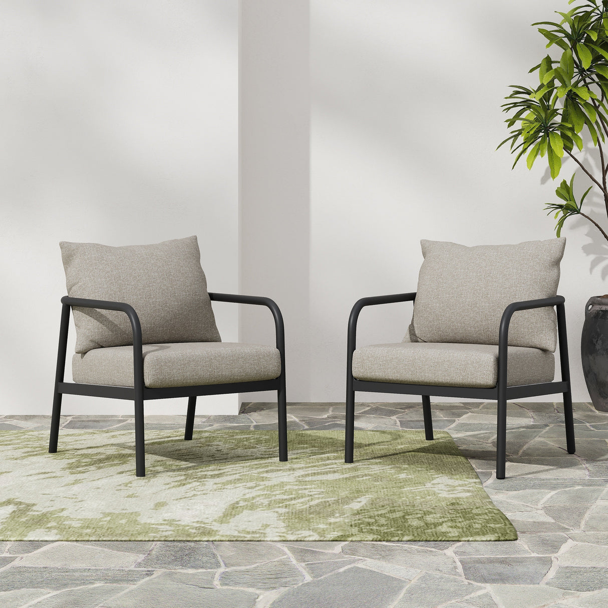 Leora Modern Minimalist Round Tube Sofa Chair with Cushions