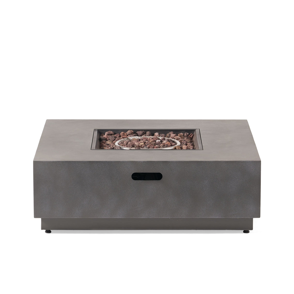 Modern Square Iron Fire Pit 50,000 BTU Stone Gray 39-Inch
