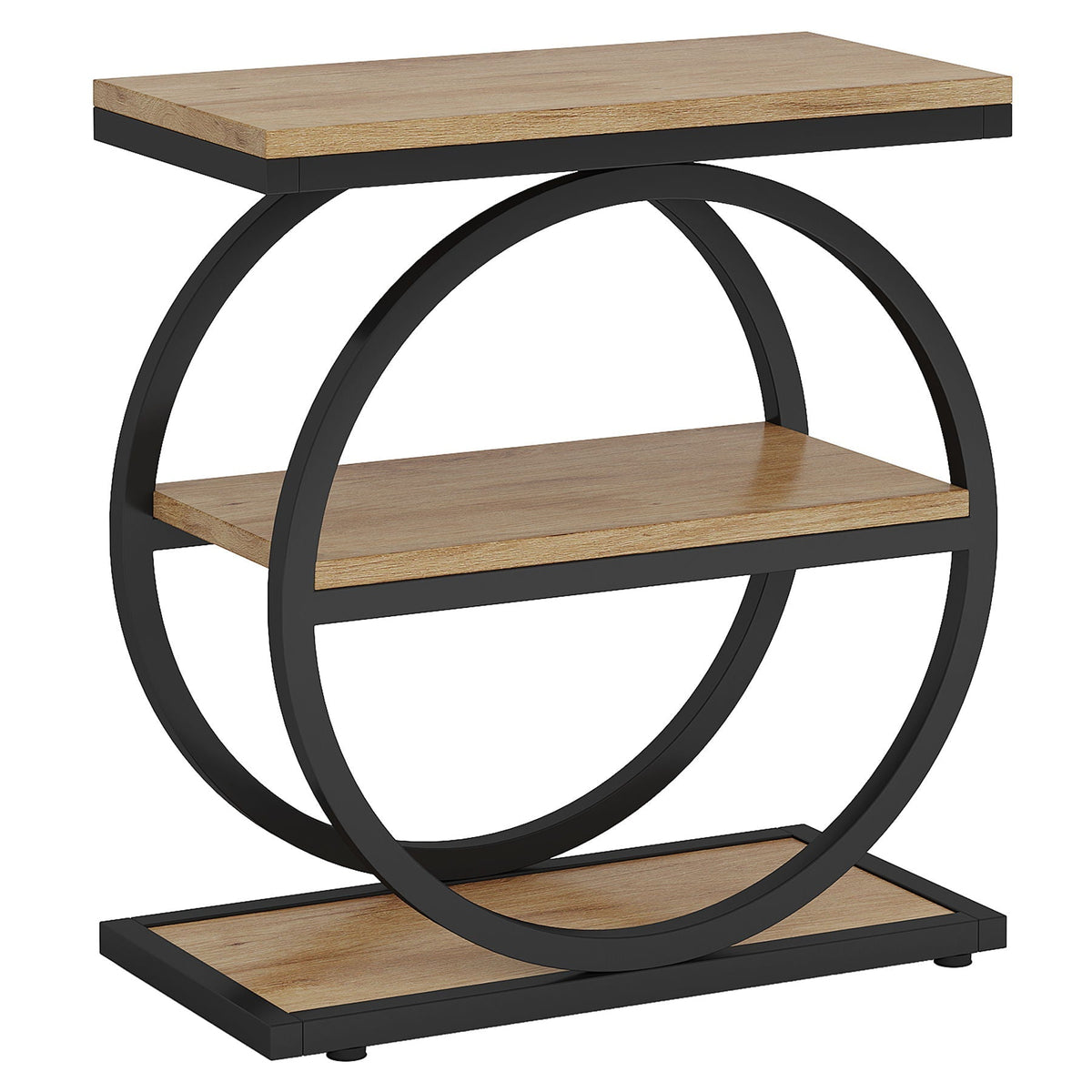 Industrial Narrow End Table With 3 Shelves