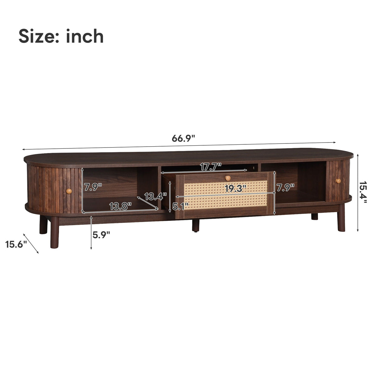 TV Stand for 75" TVs with Drawer and Sliding Cabinets - Dark Brown
