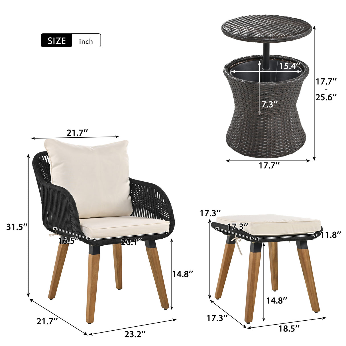 5 piece Woven Rope Outdoor Patio Set