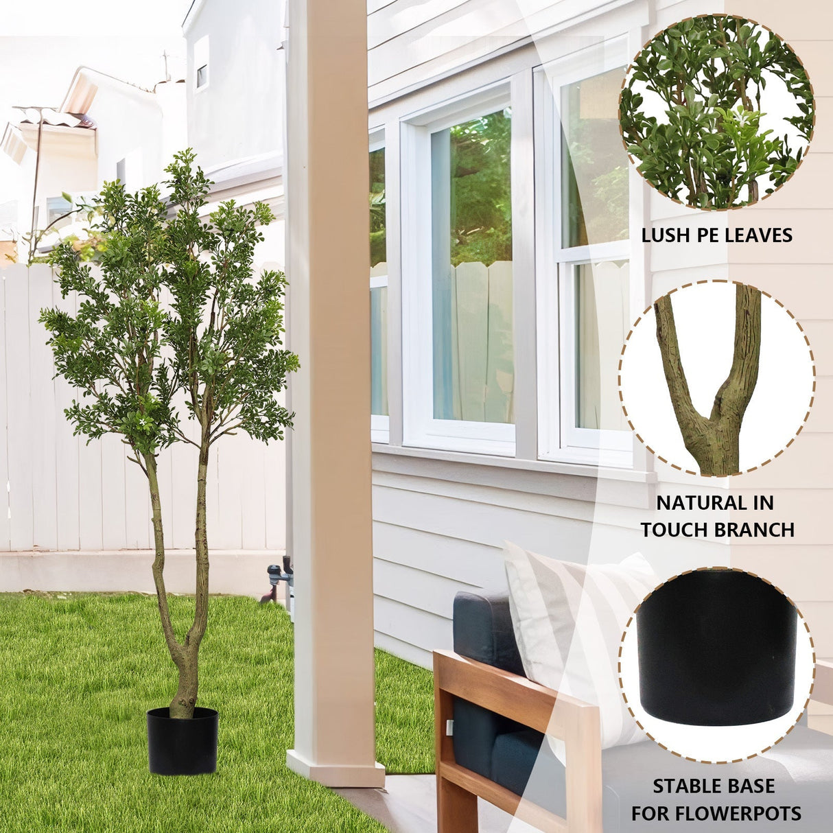 5.2FT Artificial Tree Tall Lush Evergreen Faux Plant