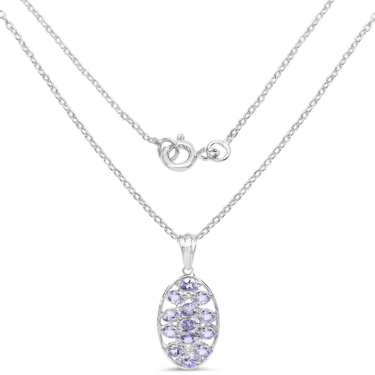 2.21 Carat Genuine Tanzanite .925 Sterling Silver Pendant
