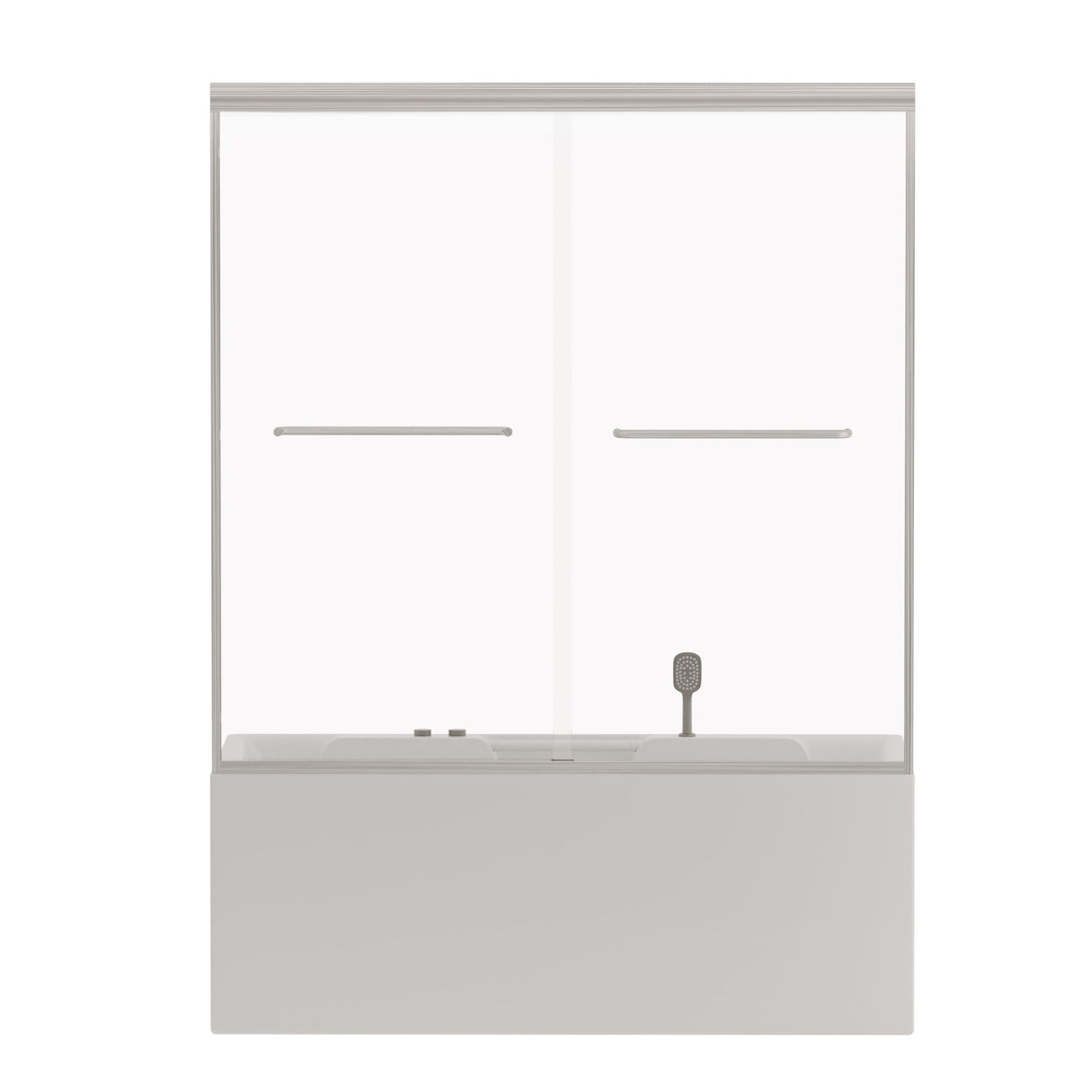 Double Sliding Bathtub Shower Door, Semi Frameless Bypass
