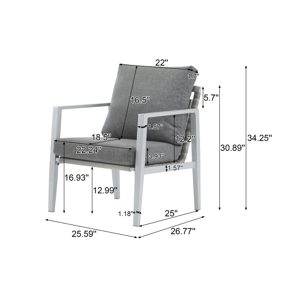 Modern Lounge Chair With Rope Accents And Cushions