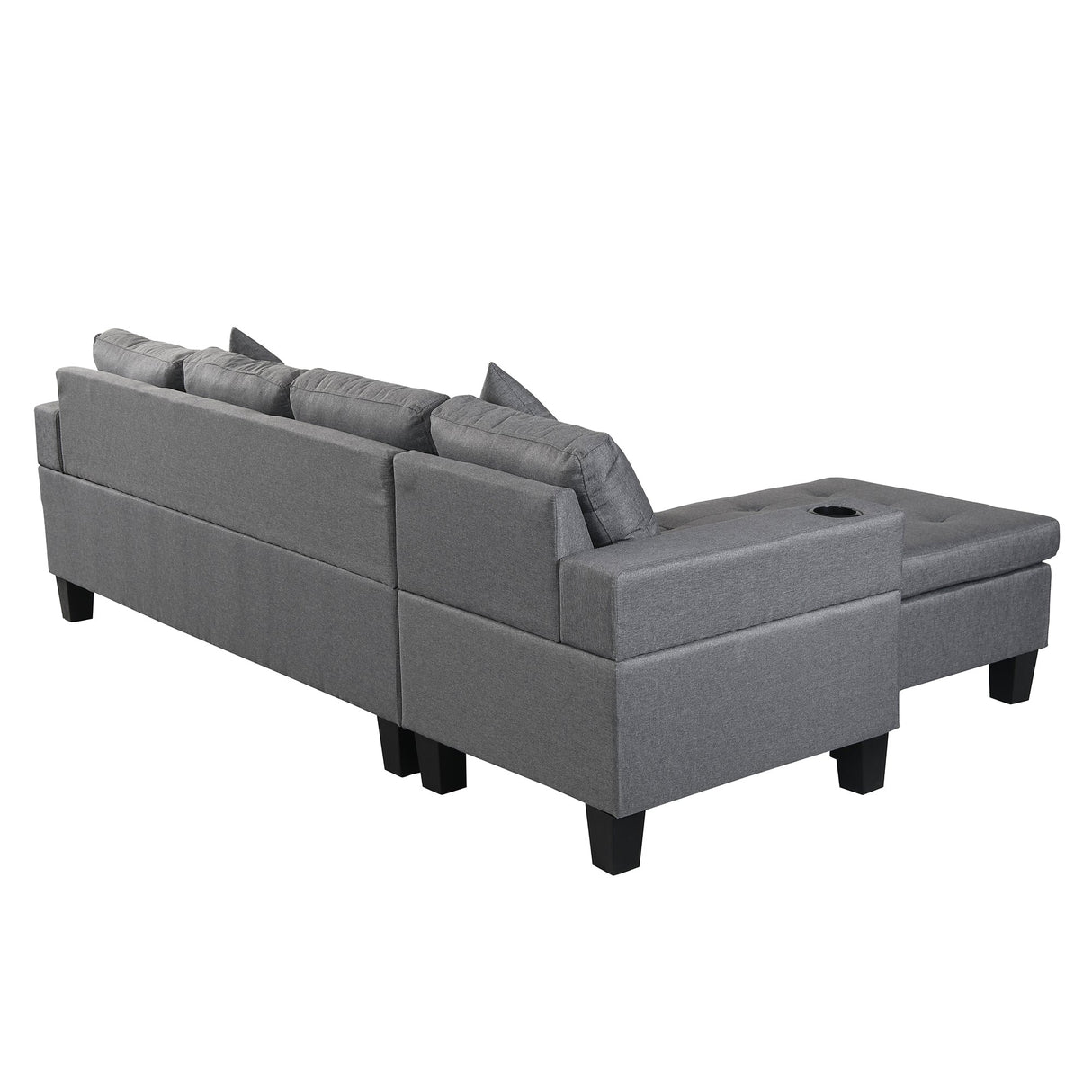Modern Sectional Sofa Set with L-Shape Chaise Lounge and Cup Holders