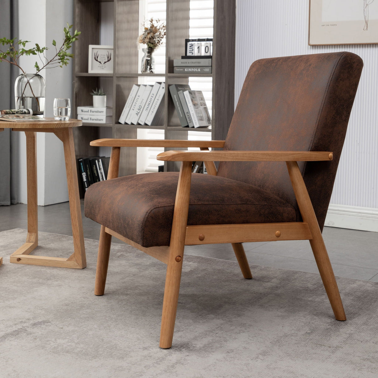 Wide Arm Chair - Brown