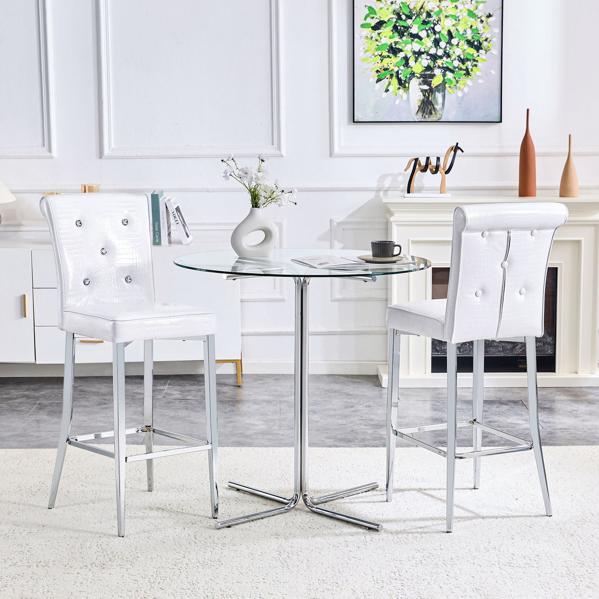 Bar Chairs & Crystal Clasp Design (Set of 2)
