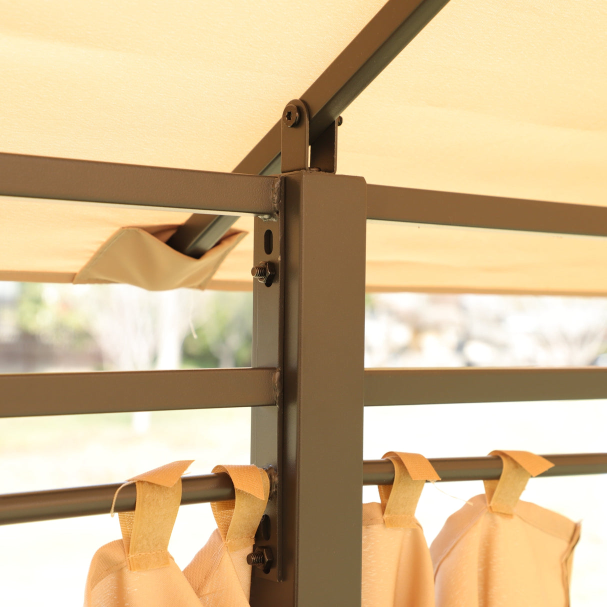 Khaki Outdoor Patio Gazebo Canopy Tent with Ventilated Double Roof and Mosquito Net, 13x10 Ft