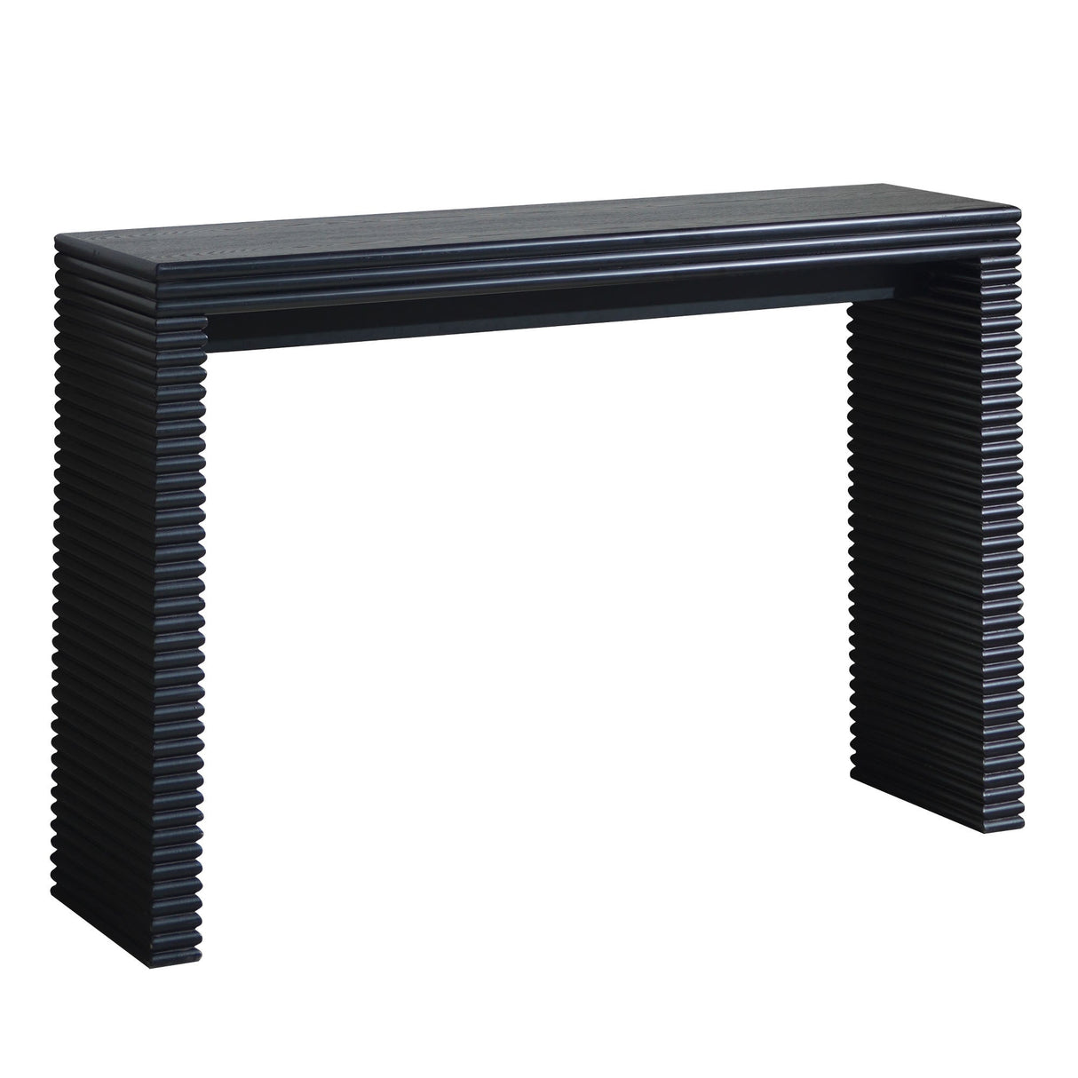47" Modern Black Wood Console Table with Ribbed Legs