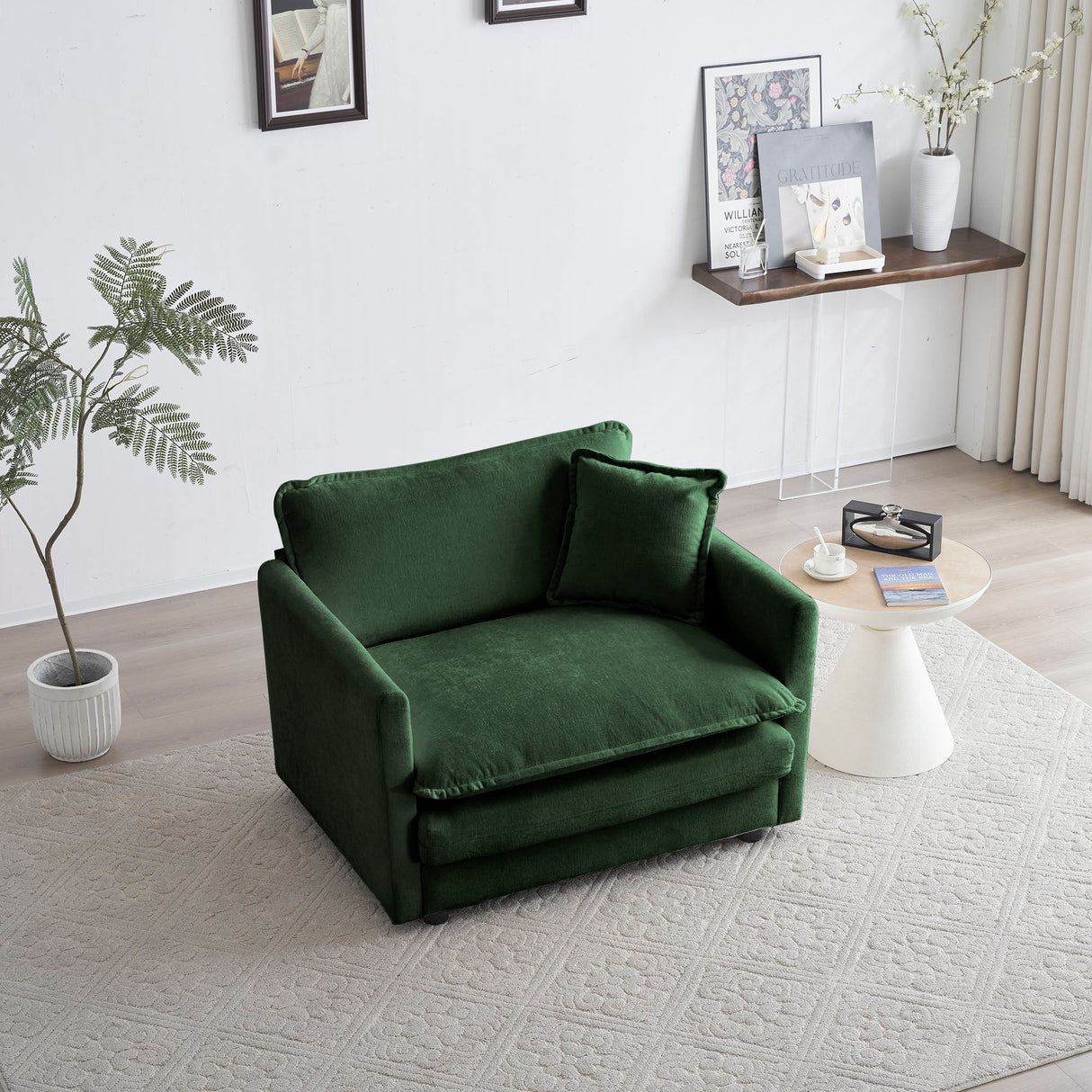 2-Piece Upholstered Sectional Sofa Set in Green Chenille