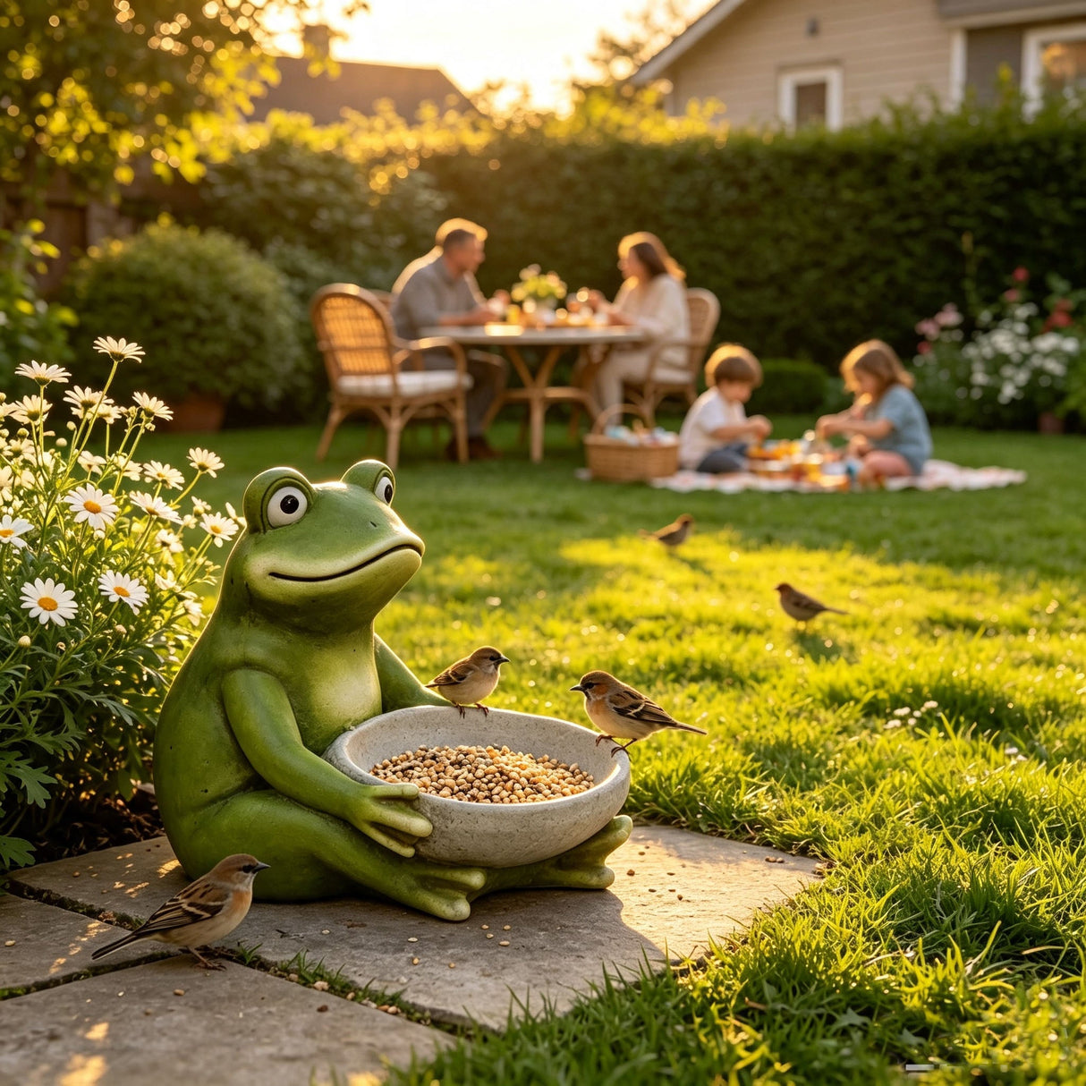 14-Inch Moss Frog Sculpture