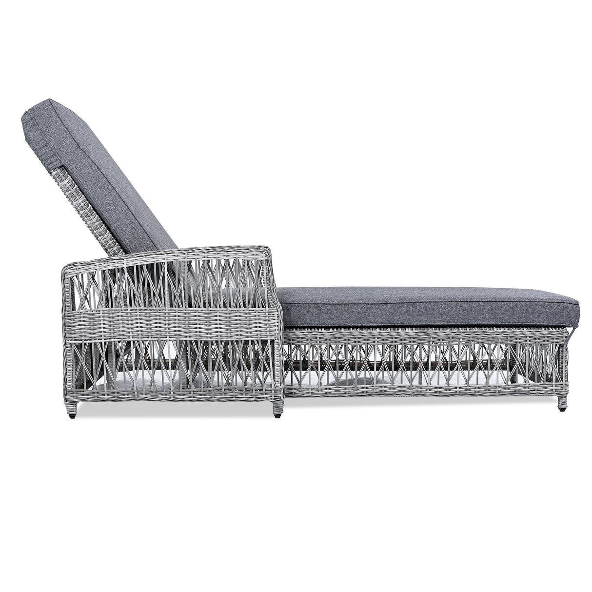 GO Outdoor Long Reclining Chaise with Armrests and Cushions