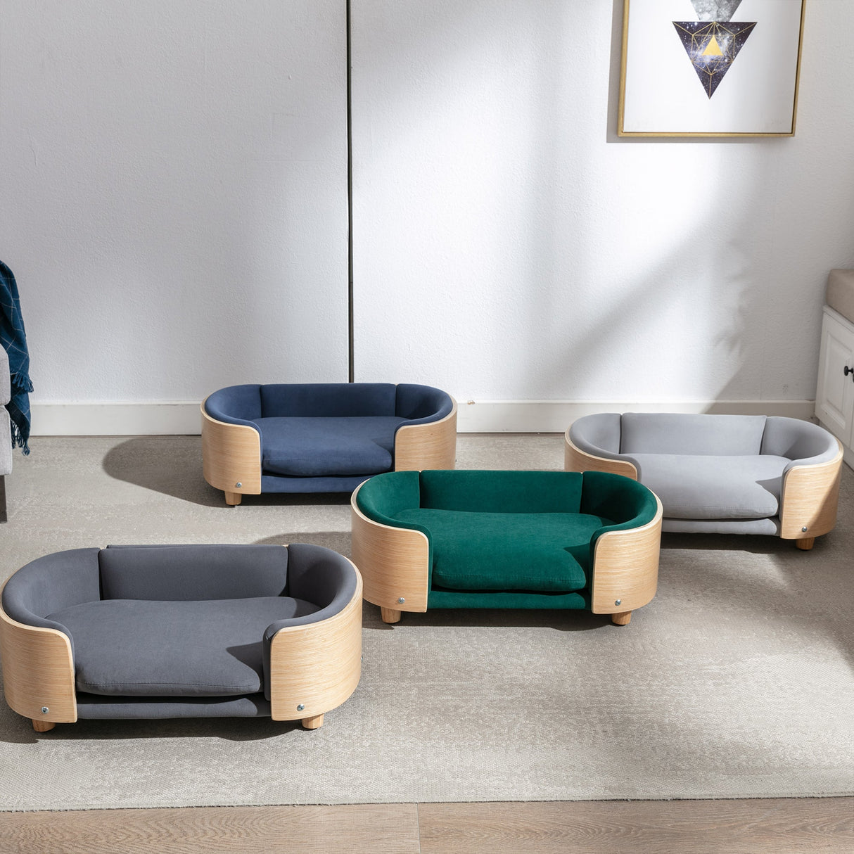 Scandinavian Style Elevated Dog Bed Pet Sofa with Solid Wood Legs