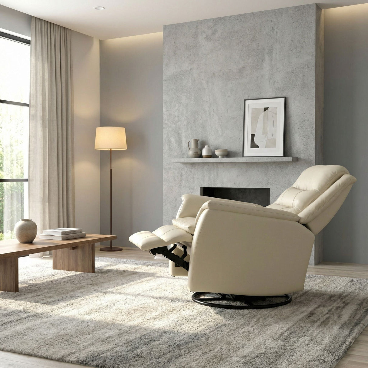 Swivel Recliner With Manual Adjustable Footrest