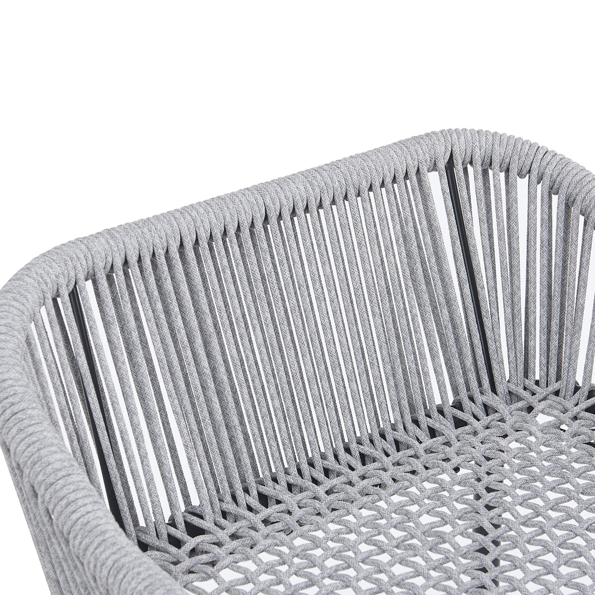 Light Gray Rope Outdoor Bar Stool Set with UV Resistance - Set of 2