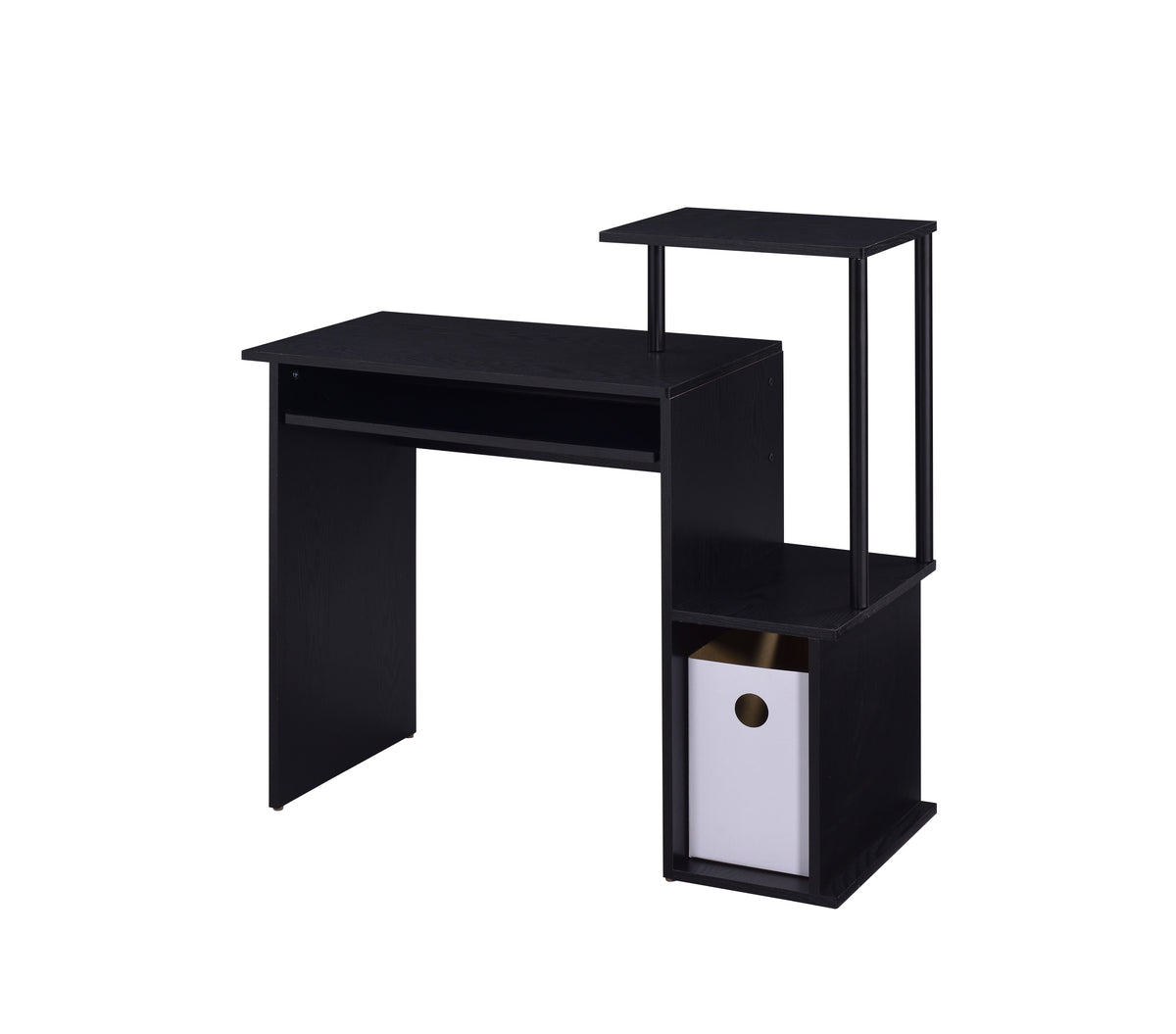 Rectangular Computer Desk with Keyboard Tray - Metal & Veneer Finish