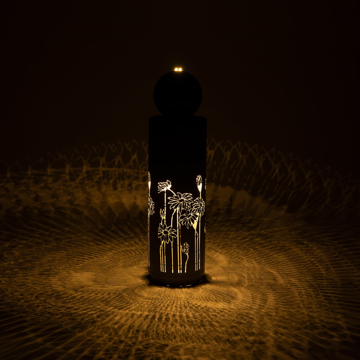 34.25'H Light Gray Metal Cutout Outdoor Water Fountain with LED Lights