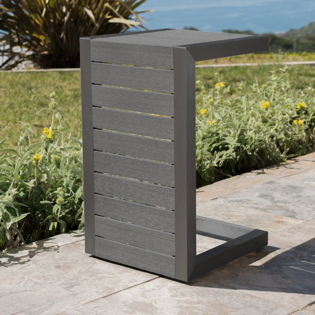 Aluminum Outdoor C-Shaped Side Table for Patio