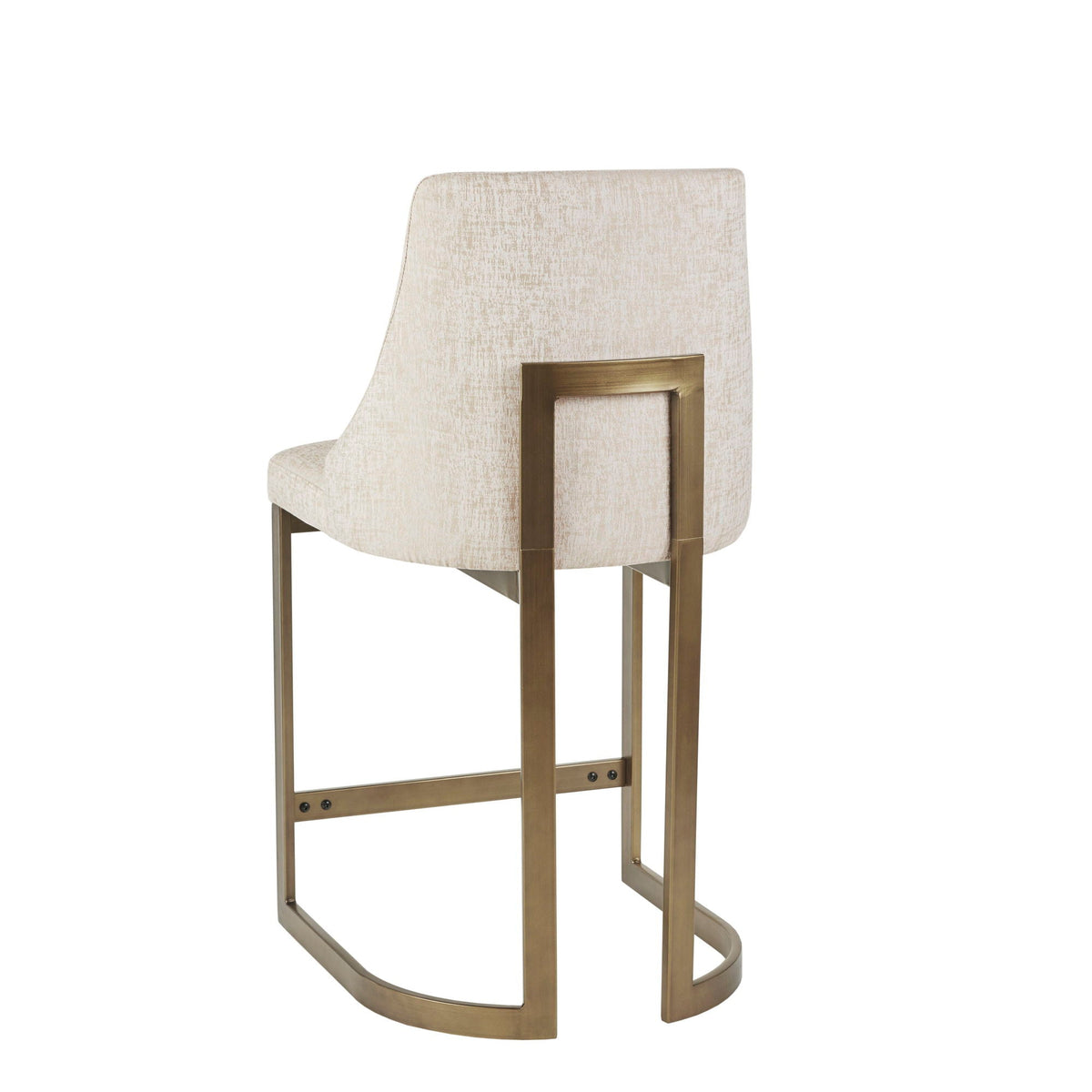 Upholstered Counter Stool With Metal Base - Cream