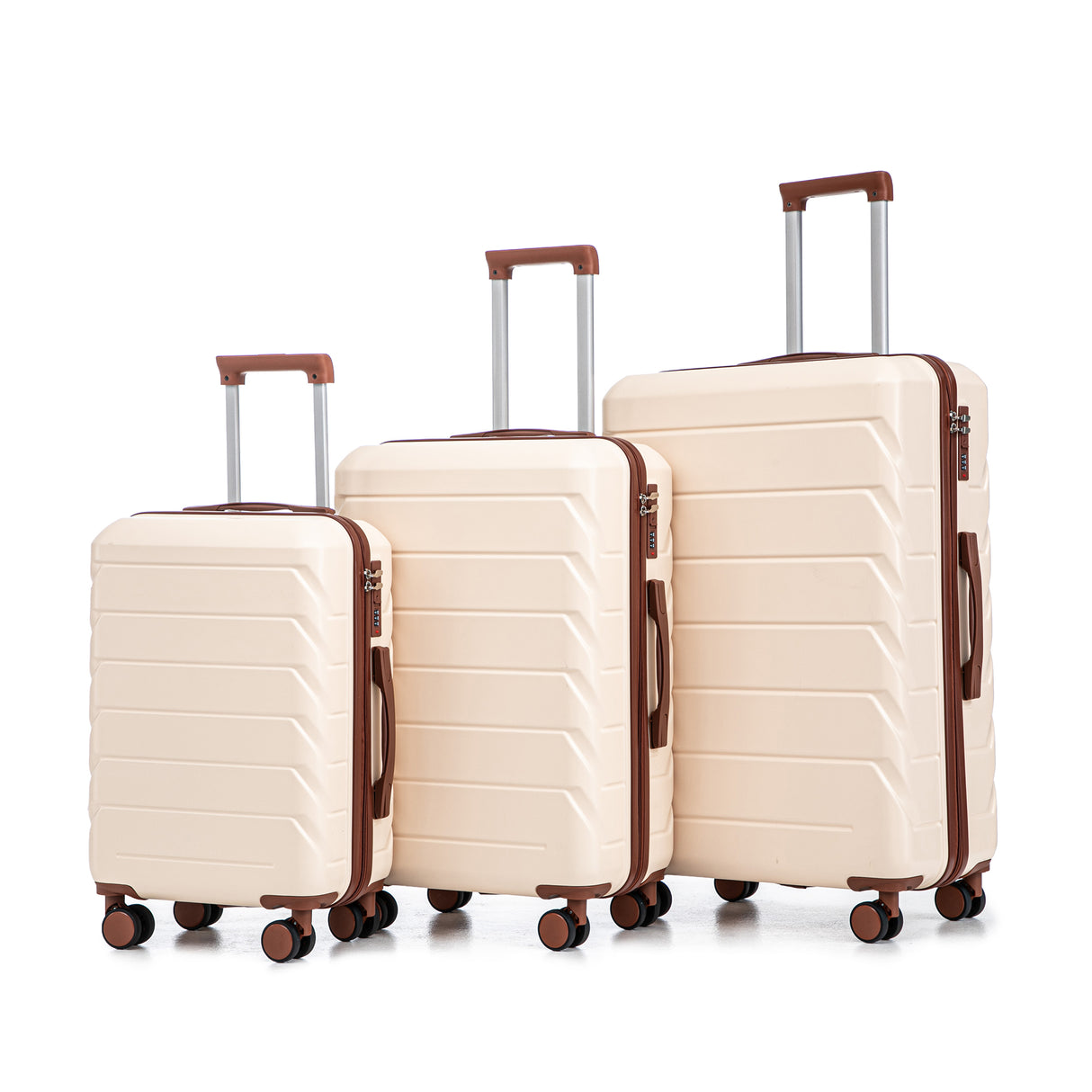 Set-3PCs-20'/24'/28'-ABS-Spinner-Wheel-Luggage-Beige-Luggage-Sets