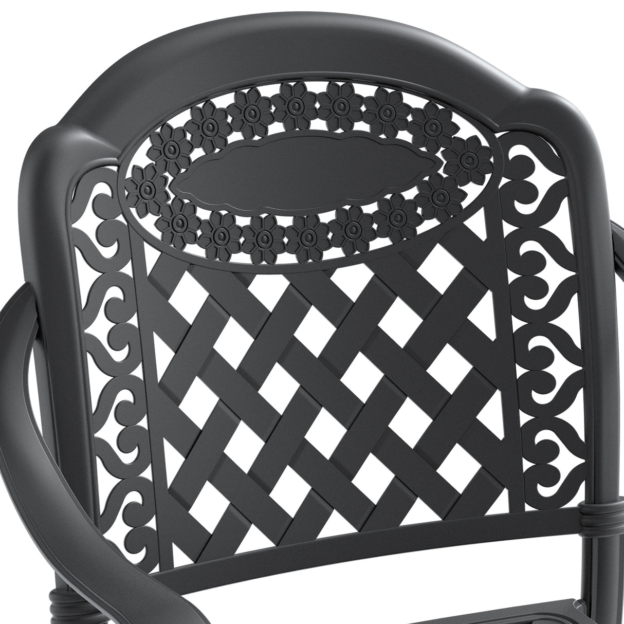 5-piece set of cast aluminum patio furniture with cushions