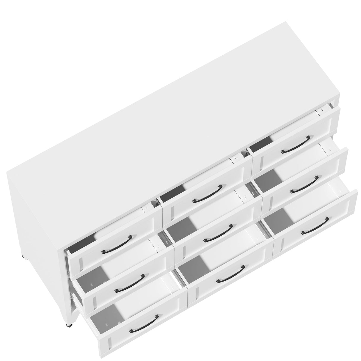 9 Drawer Dresser for Bedroom, Metal Profile Chest of Drawers, White Bedroom Dresser with Storage Drawers for Closet, Hallway, Entryway, Steel Furniture with Quiet-Glide Rails, Easy-Clean & Scratch