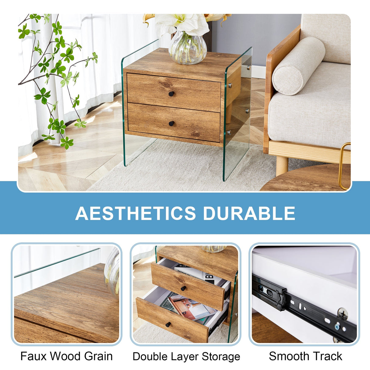 Double-Drawer Bedside Table