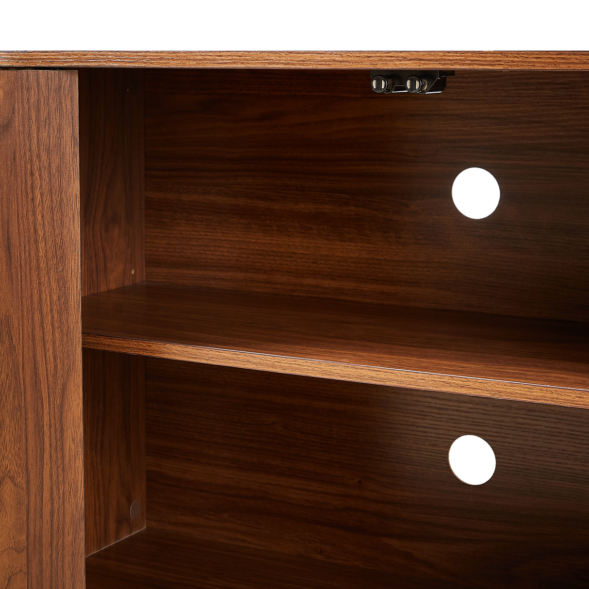 Sideboard Storage Cabinet TV Stand with Wave Pattern in Walnut