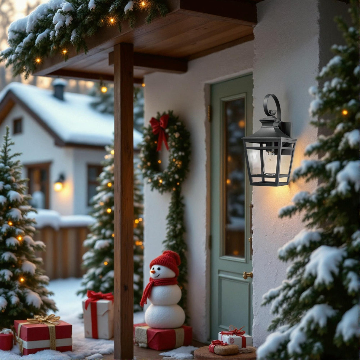 Large Outdoor Wall Lights for House - 16.5 Inch Black Aluminum