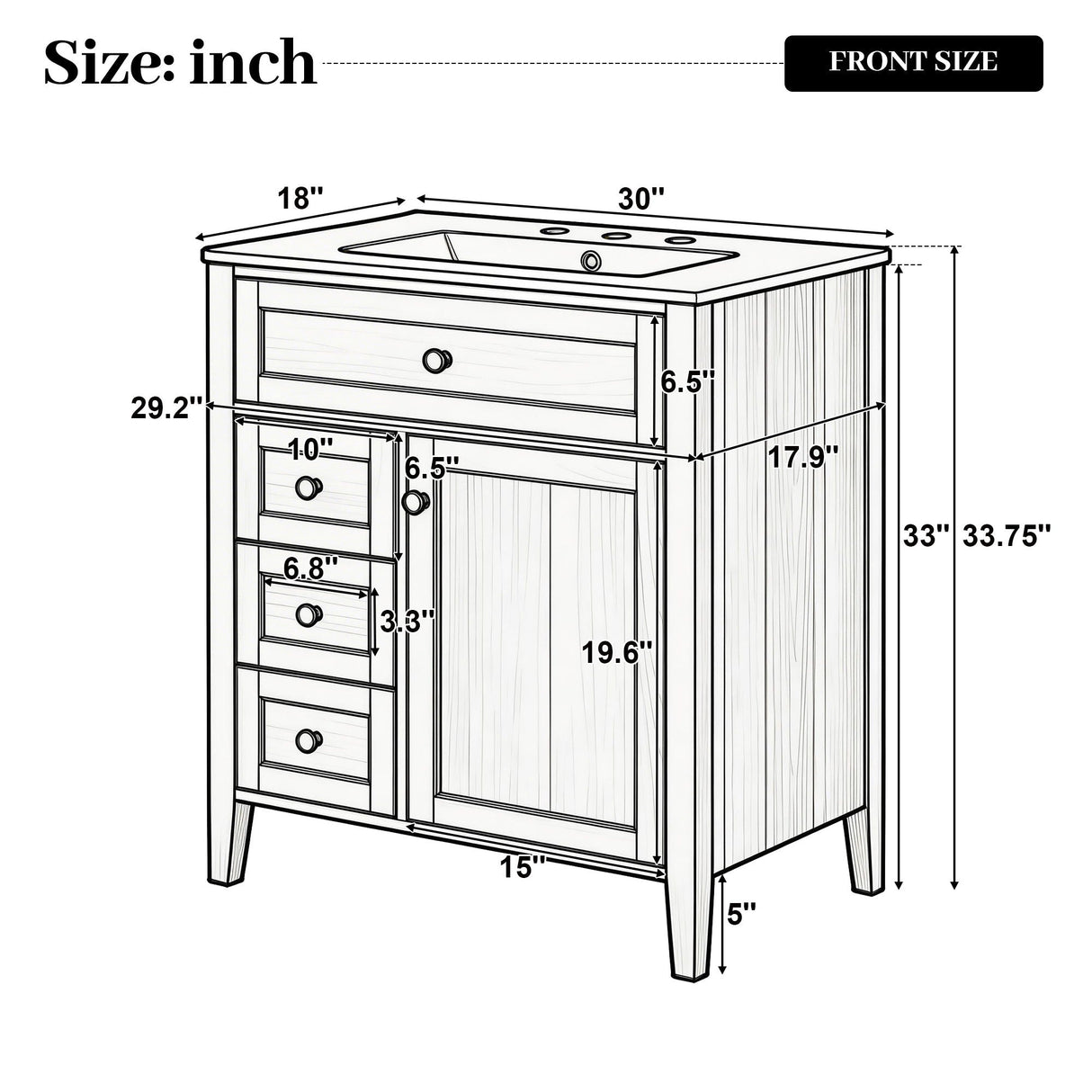 Bathroom Vanity With Sink, Soft Closing Cabinet