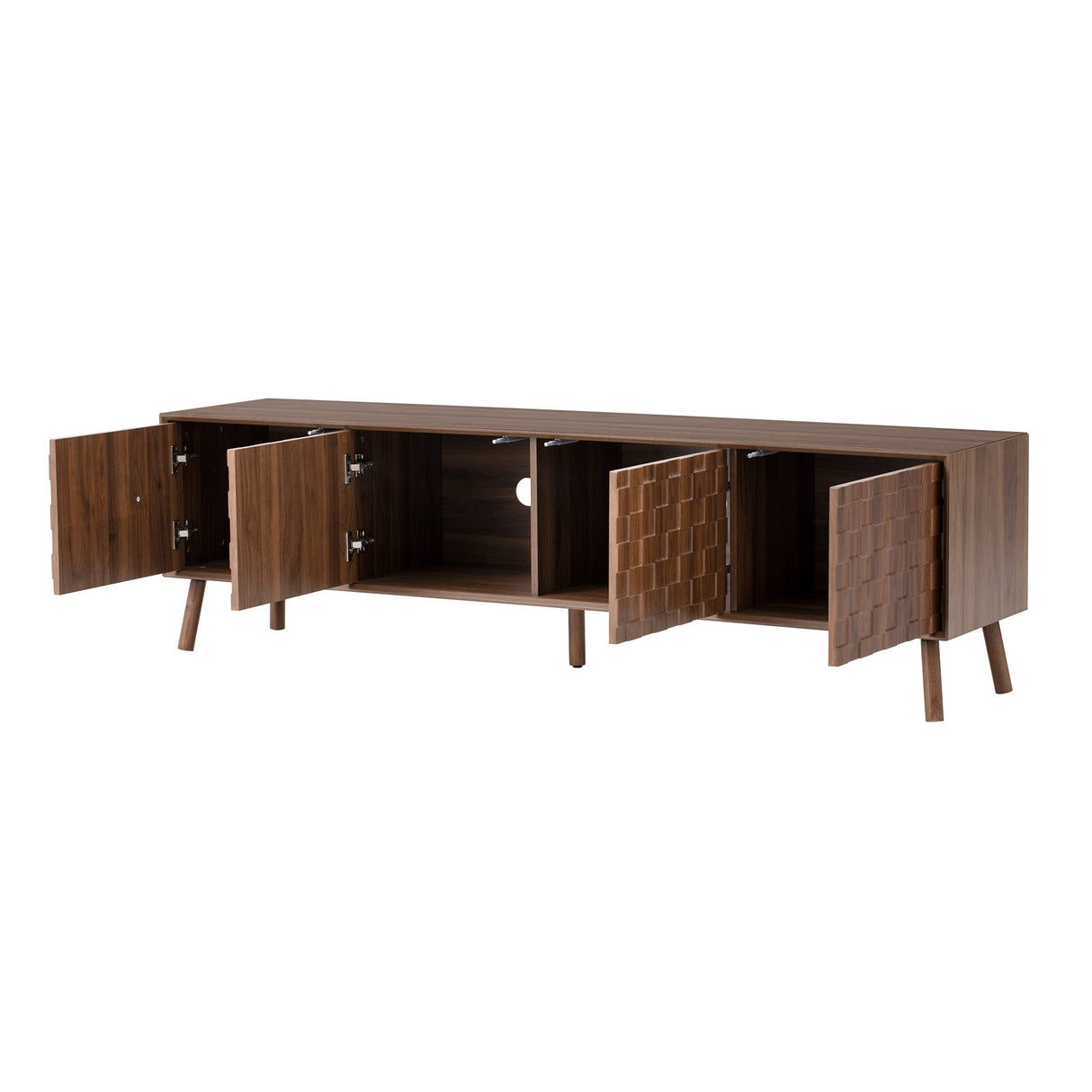 70inch Modern TV Stand for TVs up to 80 Inches with Walnut Legs