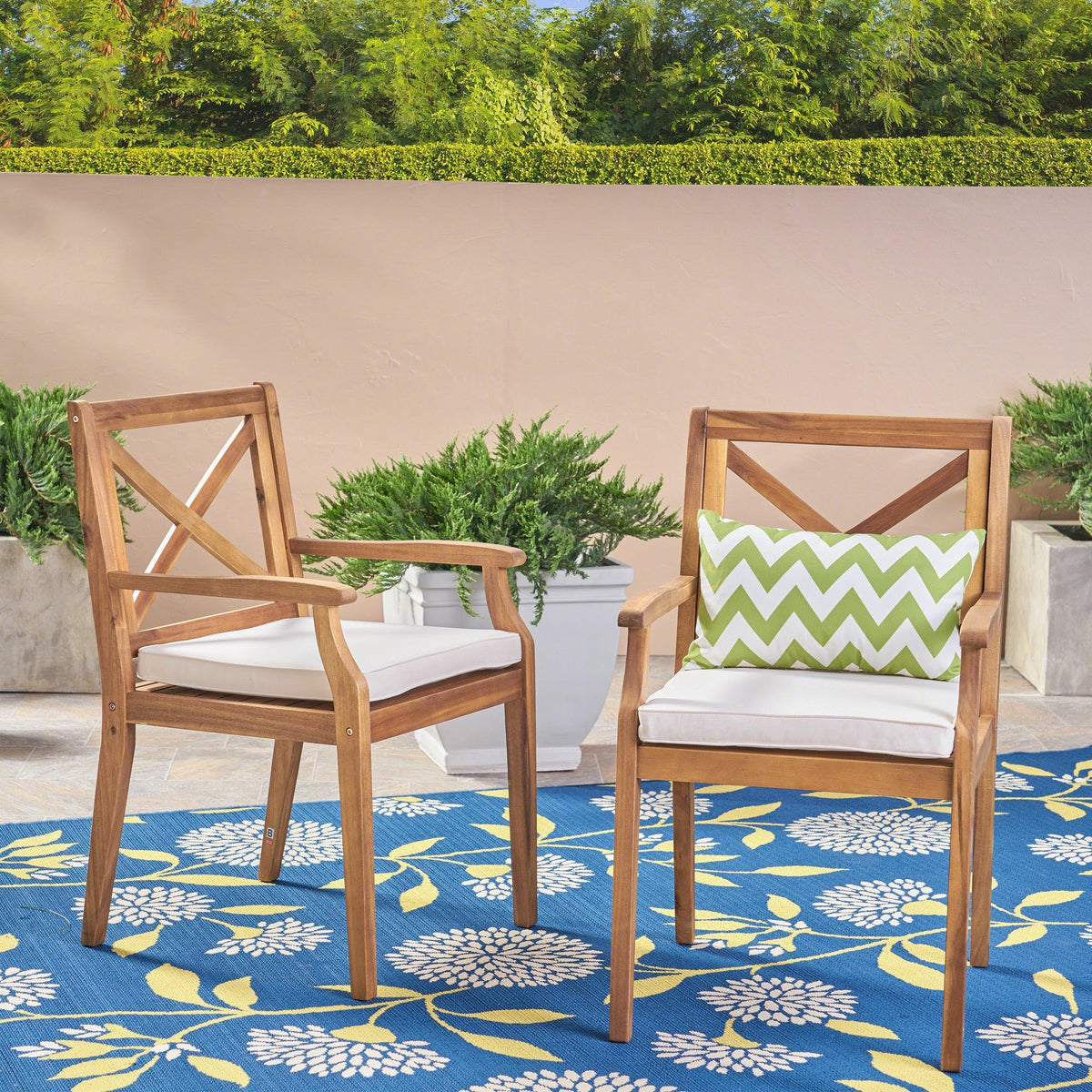 Perla Dining Chair 2-Piece Set with Cream Cushions