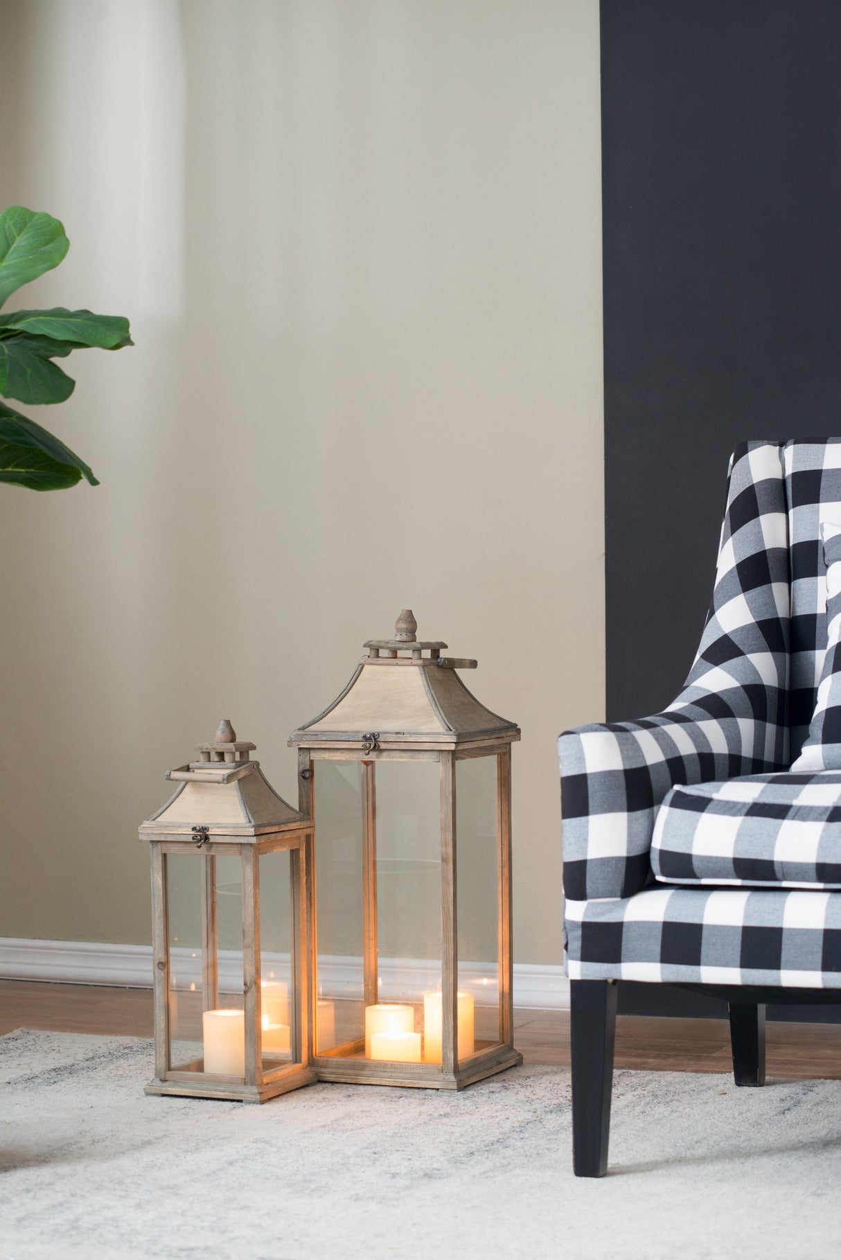 Wooden Candle Lantern Decorative, Hurricane Lantern Holder