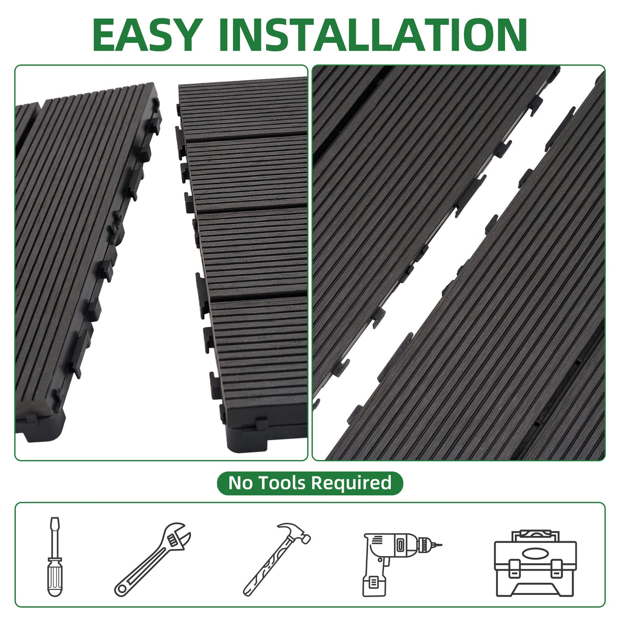 Tiles 9PCS Waterproof Outdoor and Indoor Flooring for Patio, Balcony, Porch, Backyard, Bedroom