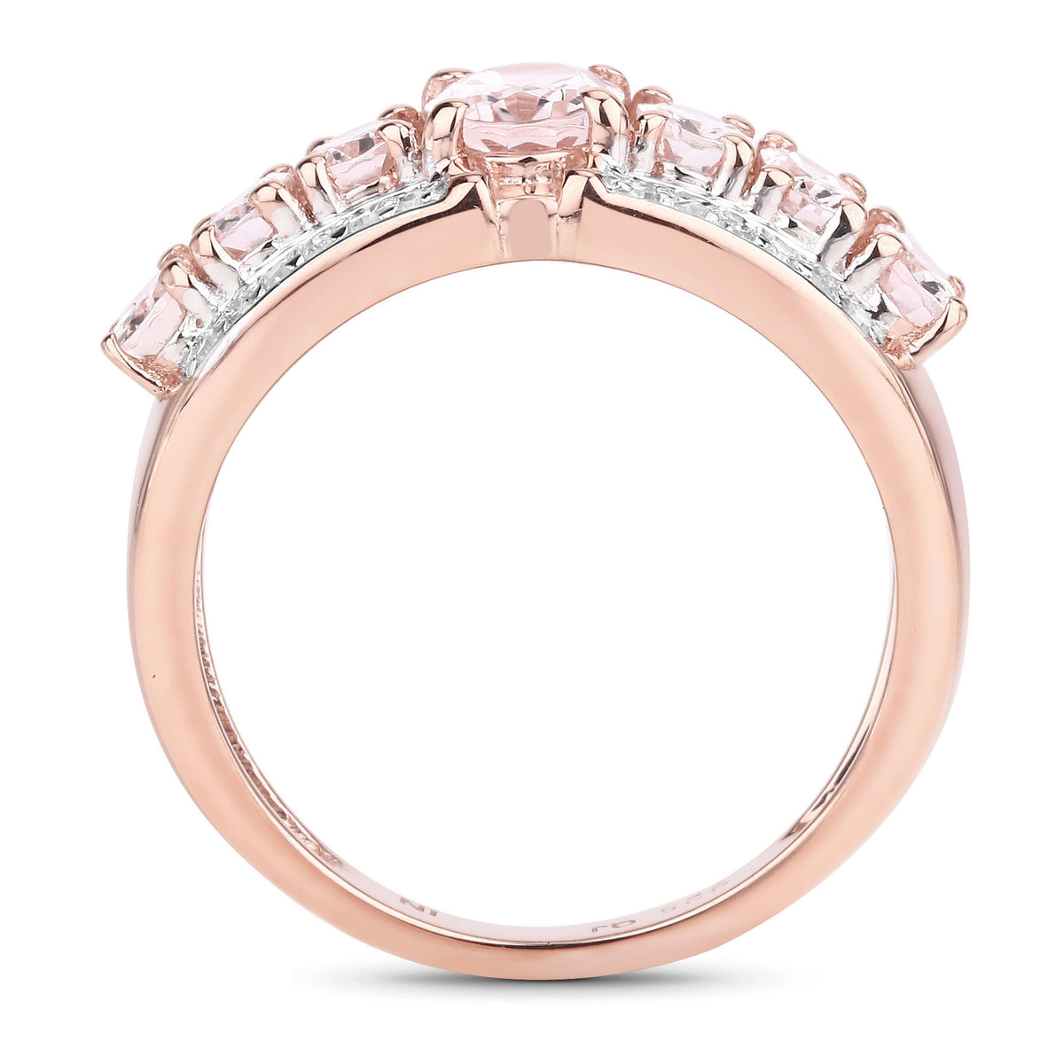 2.15 Carat Genuine Morganite and White Diamond .925 Sterling Silver Ring